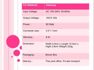 Samsung ขนาด 19V/3.16A หัว 3.0*1.1MM 60W - Image 4