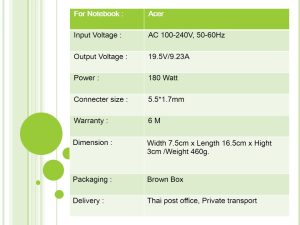 Acer ขนาด 19.5V/9.23A หัว 5.5*1.7MM (ปลายสีส้มแสด) 180W Model : ADP-180MB K - Image 6