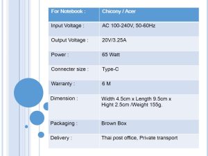 Acer ขนาด 20V/3.25A หัว Type-C 65W Model : W21-65N2D - Image 7