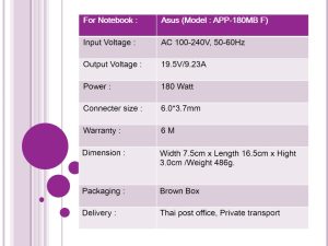 Asus ขนาด 19.5V/9.23A หัว 6.0*3.7MM 180W Model : APP-180MB F - Image 6