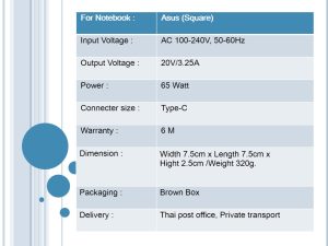 Asus ขนาด 20V/3.25A หัว Type-C 65W (Square) Model : ADL-65A1 - Image 4
