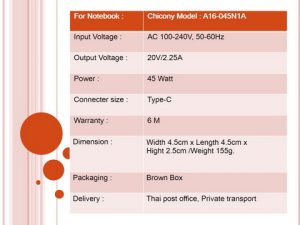 Acer / Chicony ขนาด 20V/2.25 หัว Type-C 45W Model : A16-045N1A - Image 6