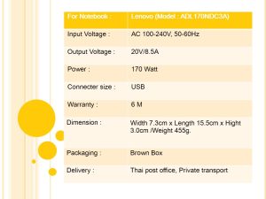 Lenovo ขนาด 20V/8.5A หัว USB 170W Model : ADL170NDC3A - Image 7