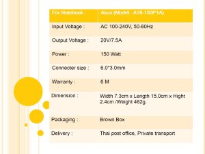 Asus ขนาด 20V/7.5A หัว 6.0*3.7MM 150W Model : A18-150P1A - Image 5
