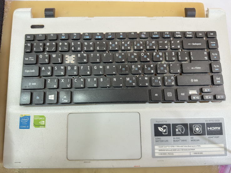 18 ต.ค.69 Acer Aspire E5-471 ลูกค้าแจ้งเปลี่ยนคีย์บอร์ดเพราะตัวเก่ากดไม่ติดบางปุ่ม และบางปุ่มอักษรหลุด